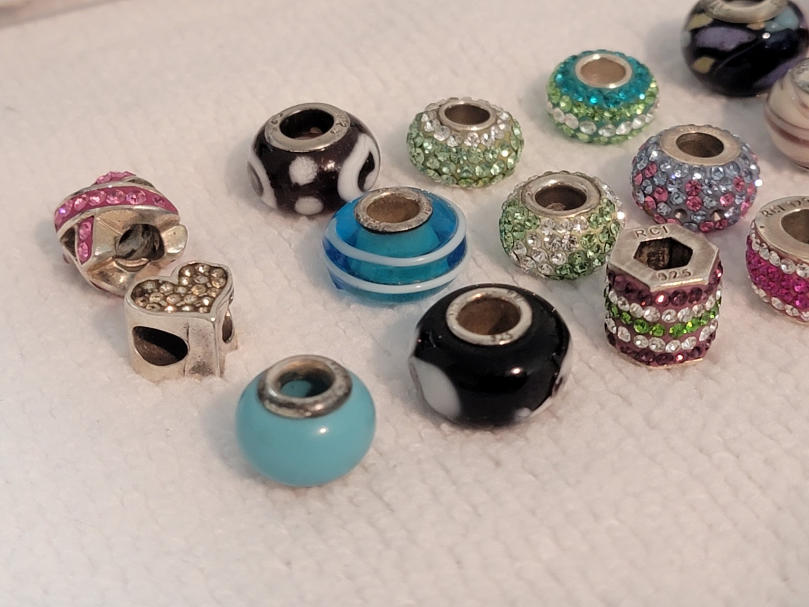 Lot Of 21 925 Sterling Silver Charms Beads + 3 Non Sterling QG, RCI, VARIOUS