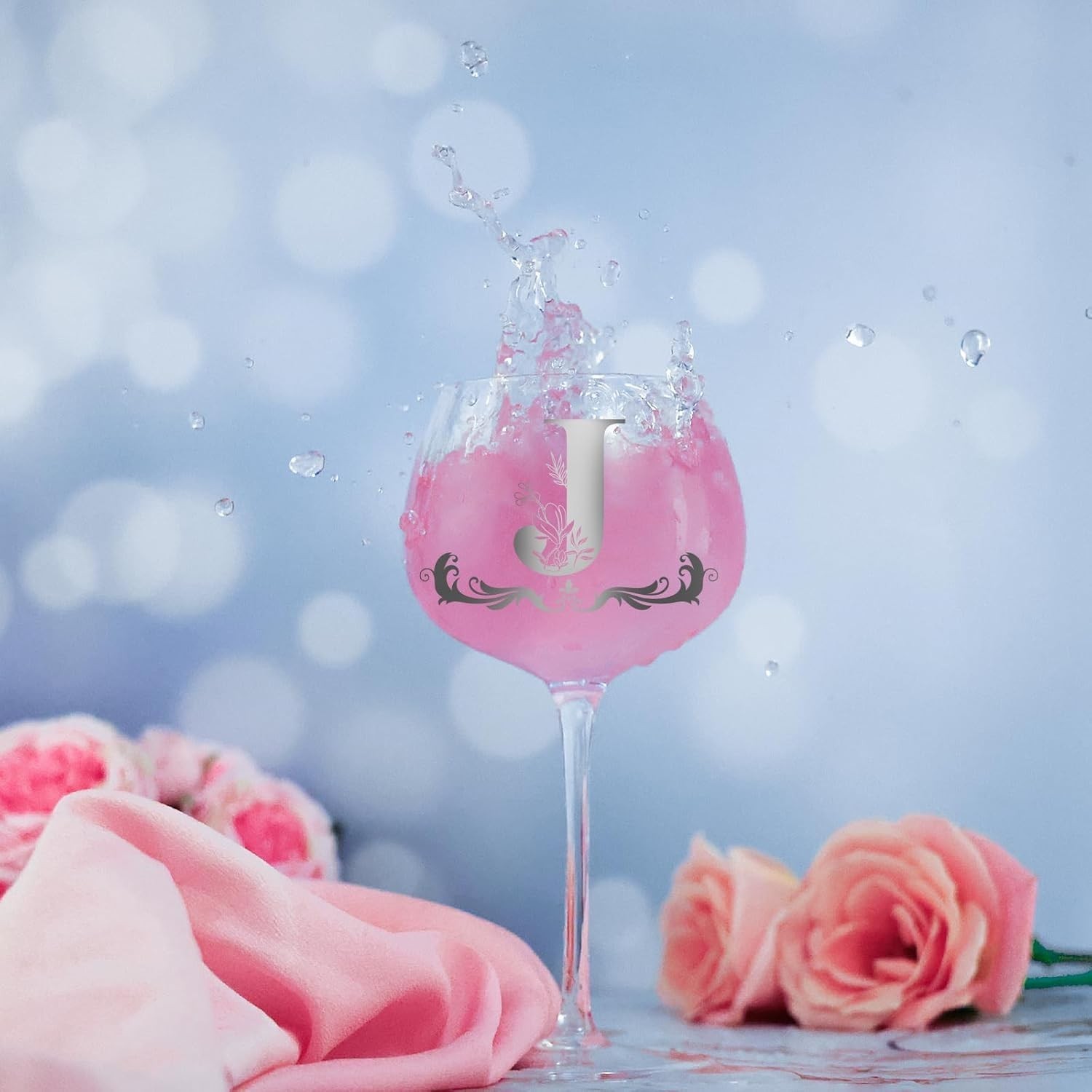 Personalized Monogram Gifts Women Customized Initial A-Z Wine Glass Unique