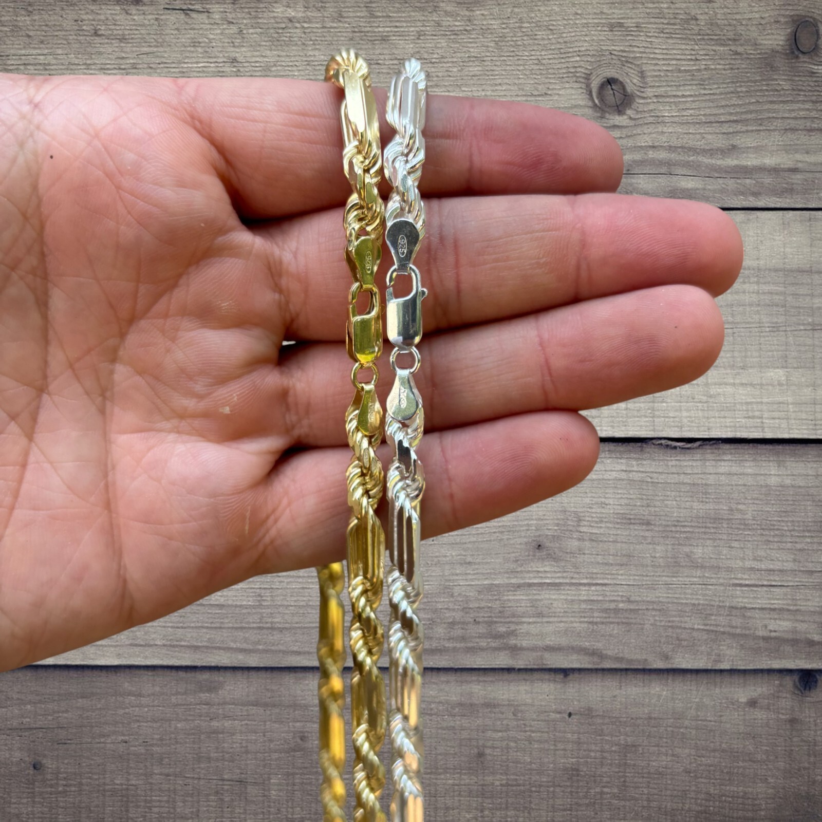 6mm Figarope Chain Necklace – Real Solid 925 Sterling Silver Or 14k Gold Vermeil