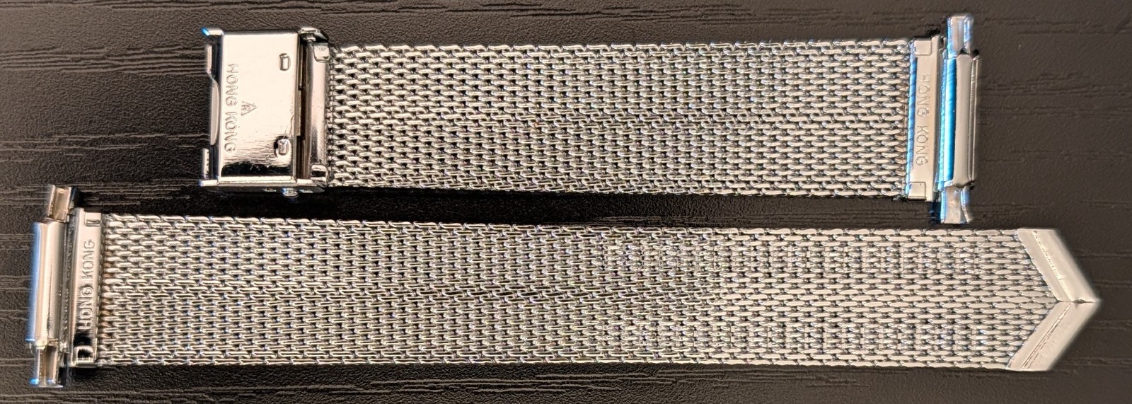 Vintage NOS 1970s 15.5-22mm Two Piece Chrome Plated Mesh Watch Bracelet