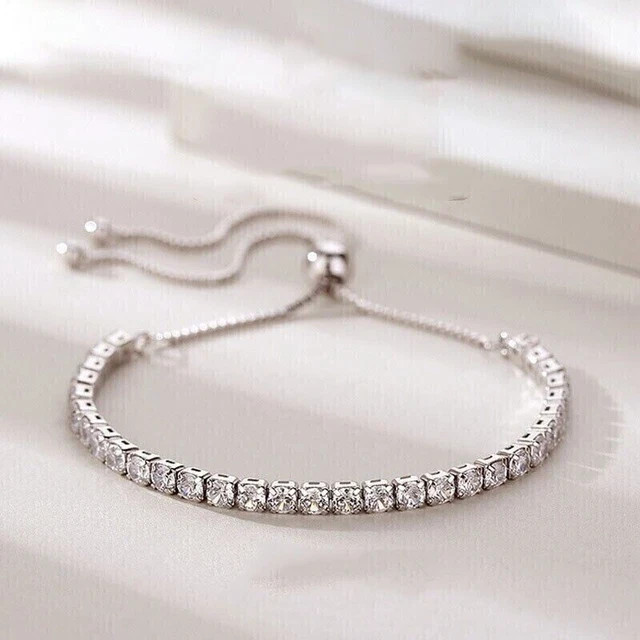 4.00Ct Round Cut Lab Created Diamond Bolo Tennis Bracelet 14K White Gold Plated
