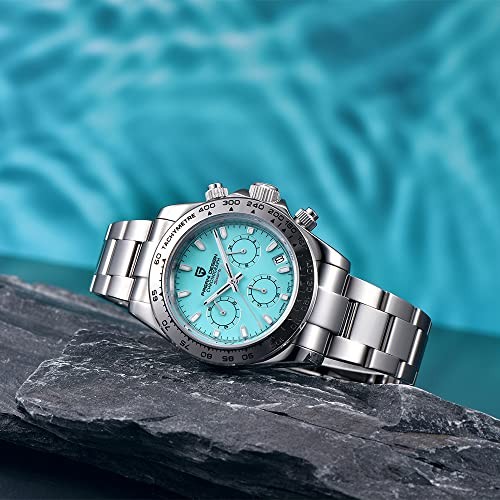 Pagani Design PD-1727 Chronograph Watch Sky Blue Sapphire Steel Quartz