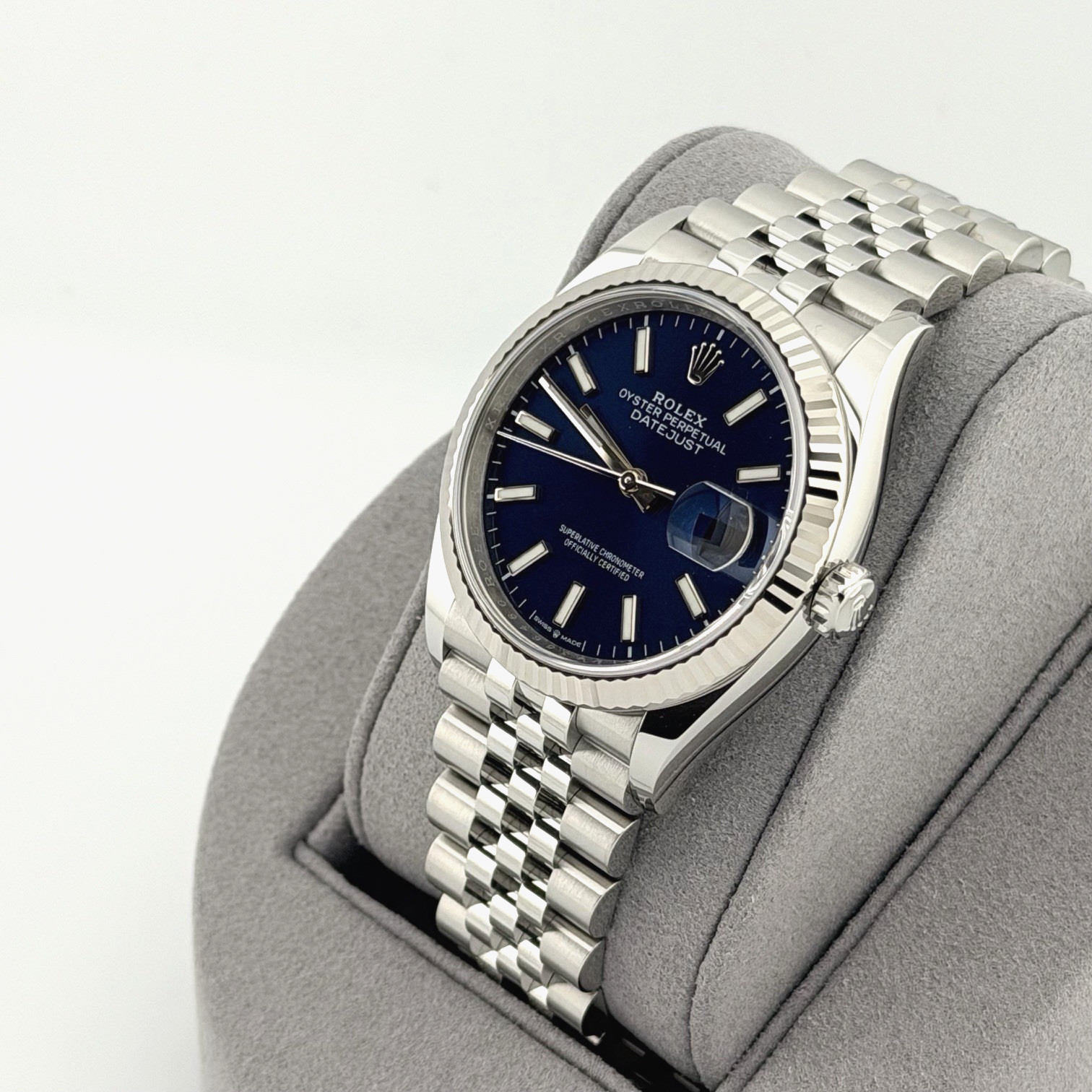 Rolex Datejust 36 126234 Blue Dial 36mm 18k Gold Steel Jubilee Box Paper