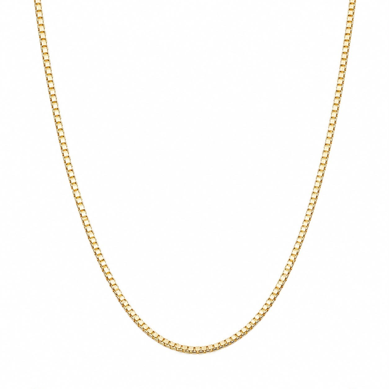 Real 14K Yellow Gold Box Chain Necklace 1mm 18in Lobster Clasp Men Women, Gift