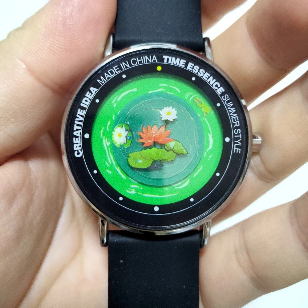Unique Summer Dragonfly Frog Garden Unisex Watch: ” A Perfectly Useless Pond”