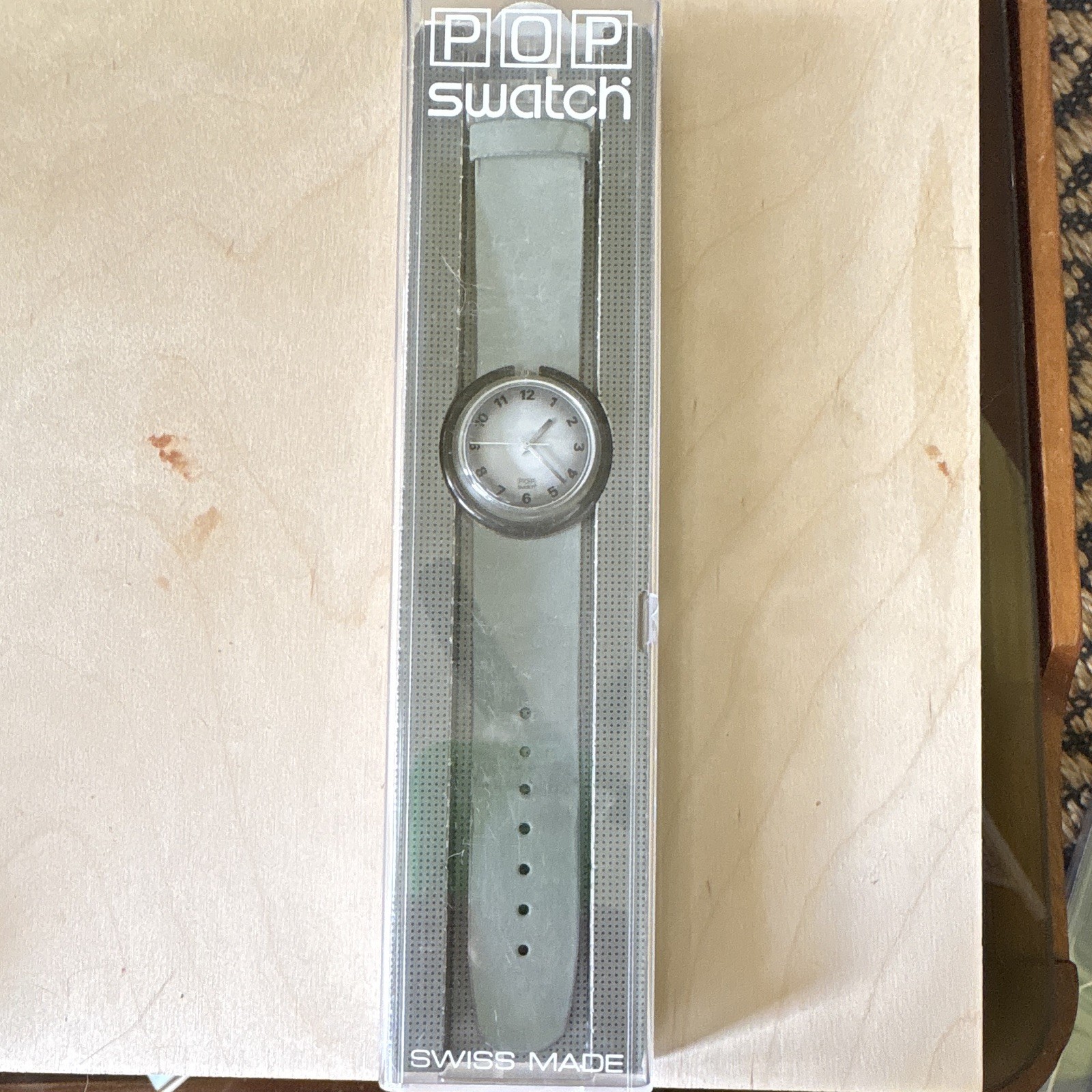 1996 Midi Pop Swatch GREY PEARL PMK116 – original box 32mm – works