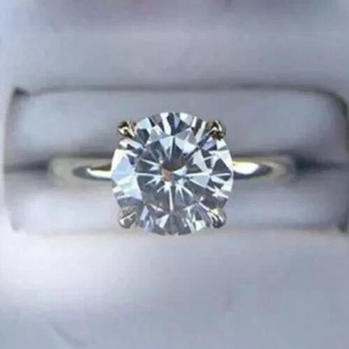 2 Ct Round Lab Created Diamond Solitaire Engagement Ring 14K White Gold Plated