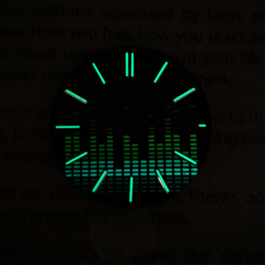 31.8mm NH35 Dial Music Symbol Dial Green Luminous Fits Nh35 Movement watch dial