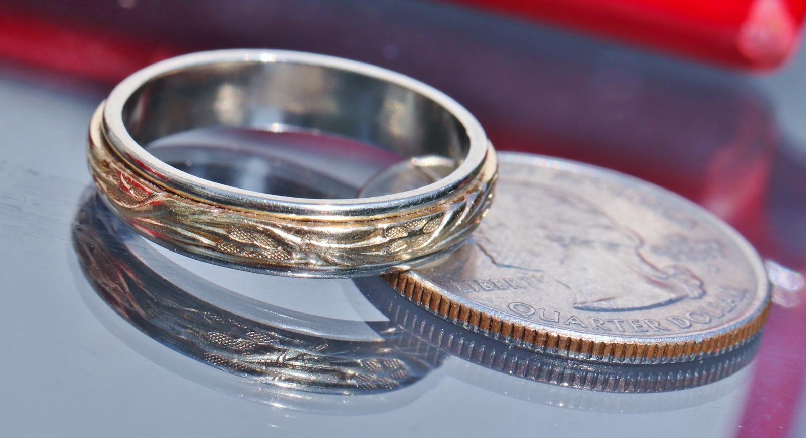 14k multi tone gold wedding band ring size 9.75 handmade antique 4.9gr Artcarved