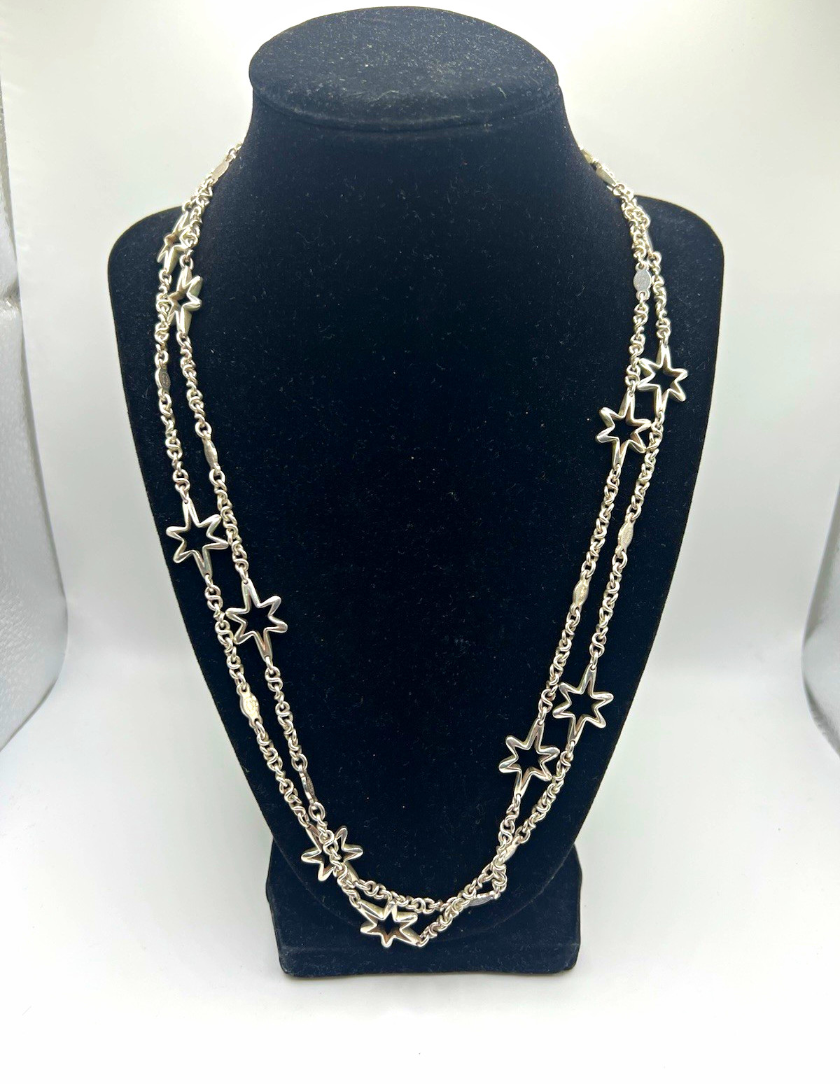 Georg Jensen Sterling Silver Star Necklace 428 Lene Munthe Vintage 62g 43” NoBox