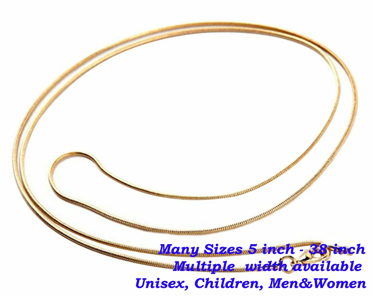 Real 18K Yellow Gold Filled Hypo-allergenic 24″ 1.2mm Thin Snake Chain Necklace