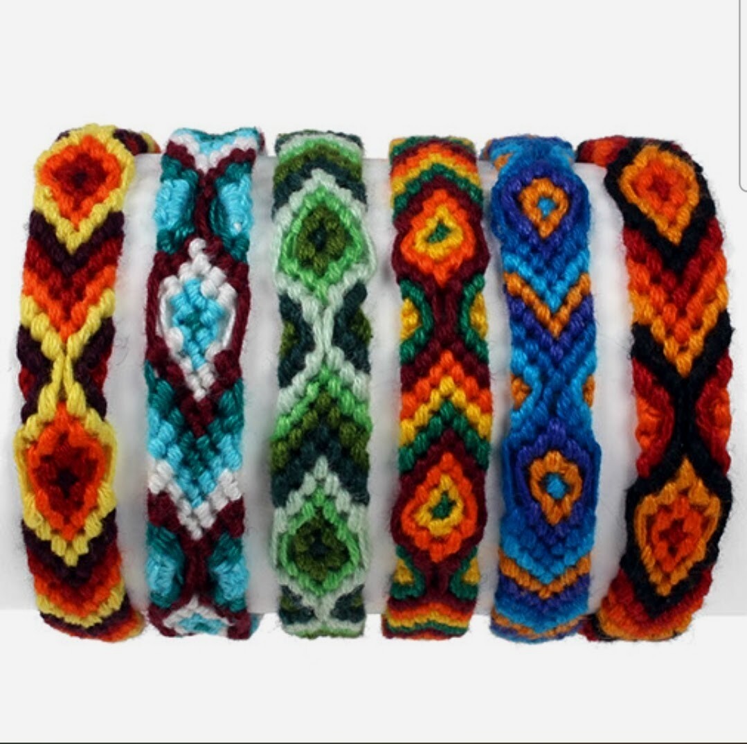Handmade Guatemalan Artisan Friendship Bracelets Anklet Lot 120 (10 Designs/Lot)