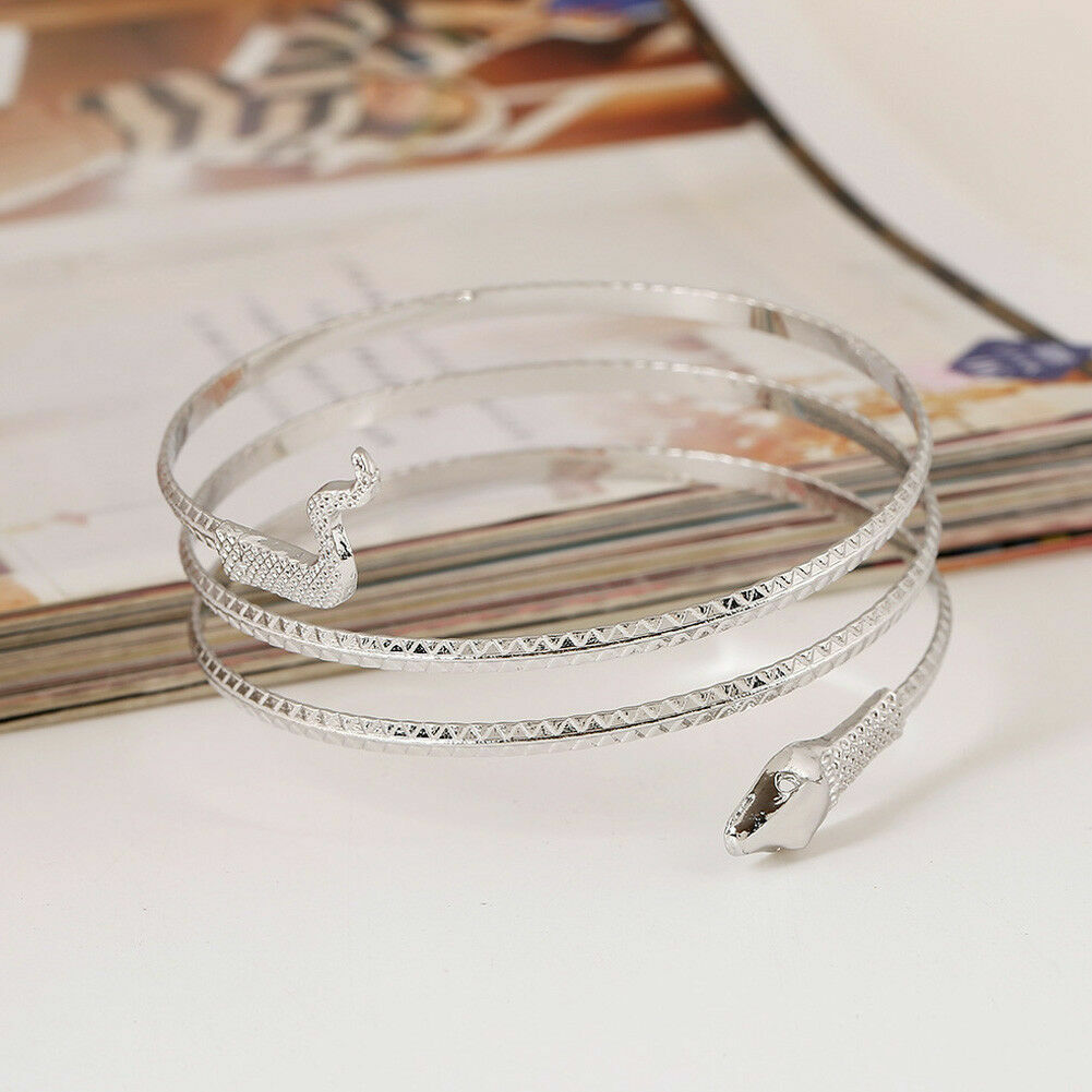 Elegant Unique 925 Sterling Silver New Charms Snake Design Bracelet Bangle Cuff