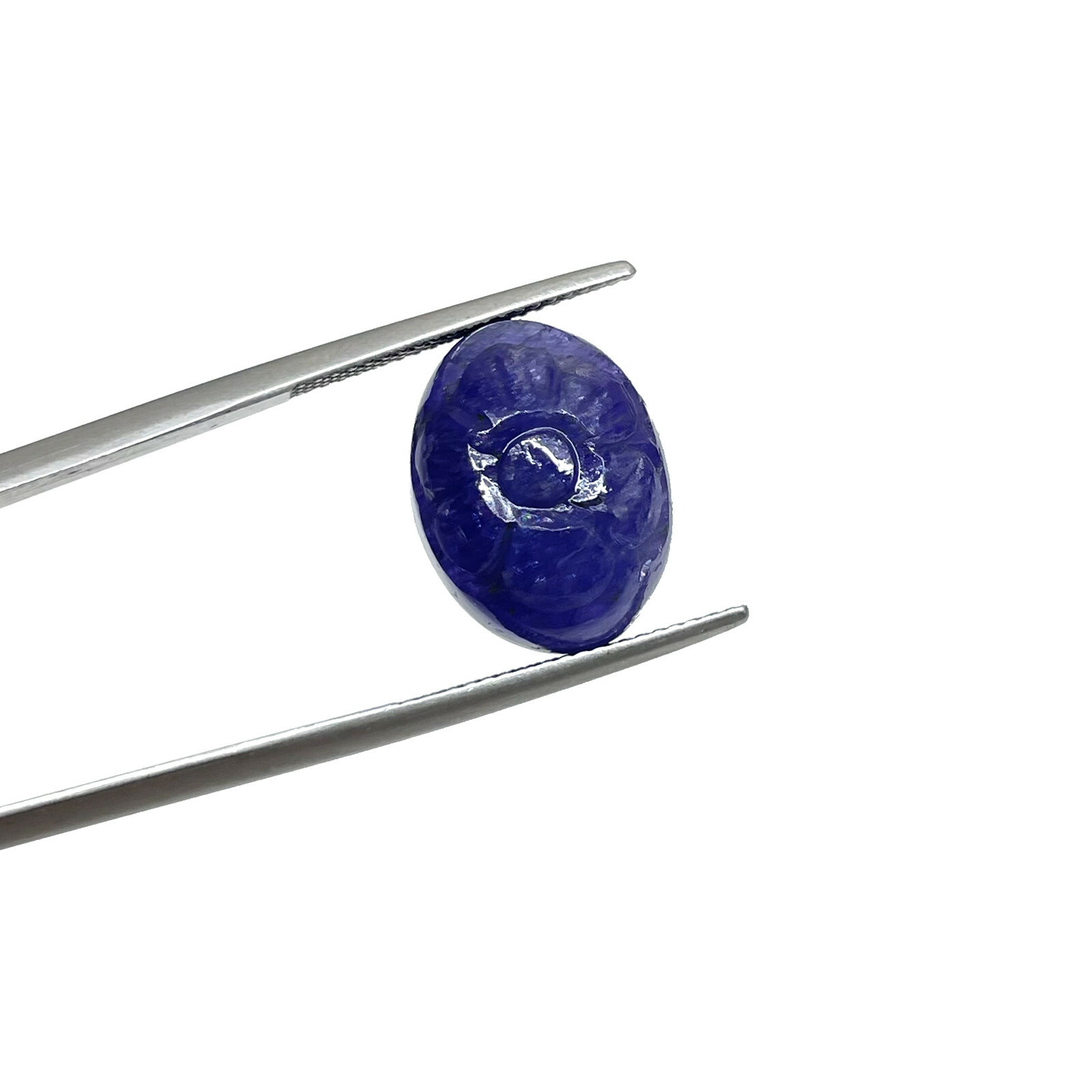 15.90 Cts Certified Natural Tanzanite 16×12.5mm Oval Carved Stunning Gemstone