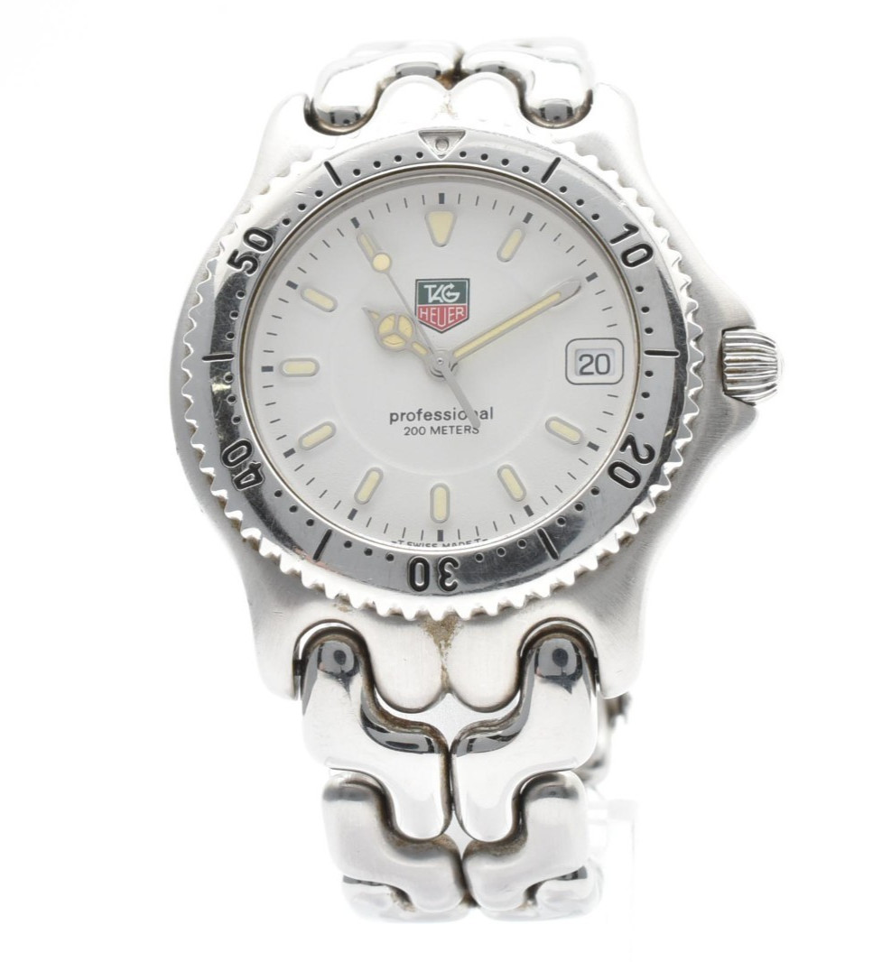 TAG HEUER Professional WG1112-0 200m Quartz Men’s Watch White Dial Date Diver