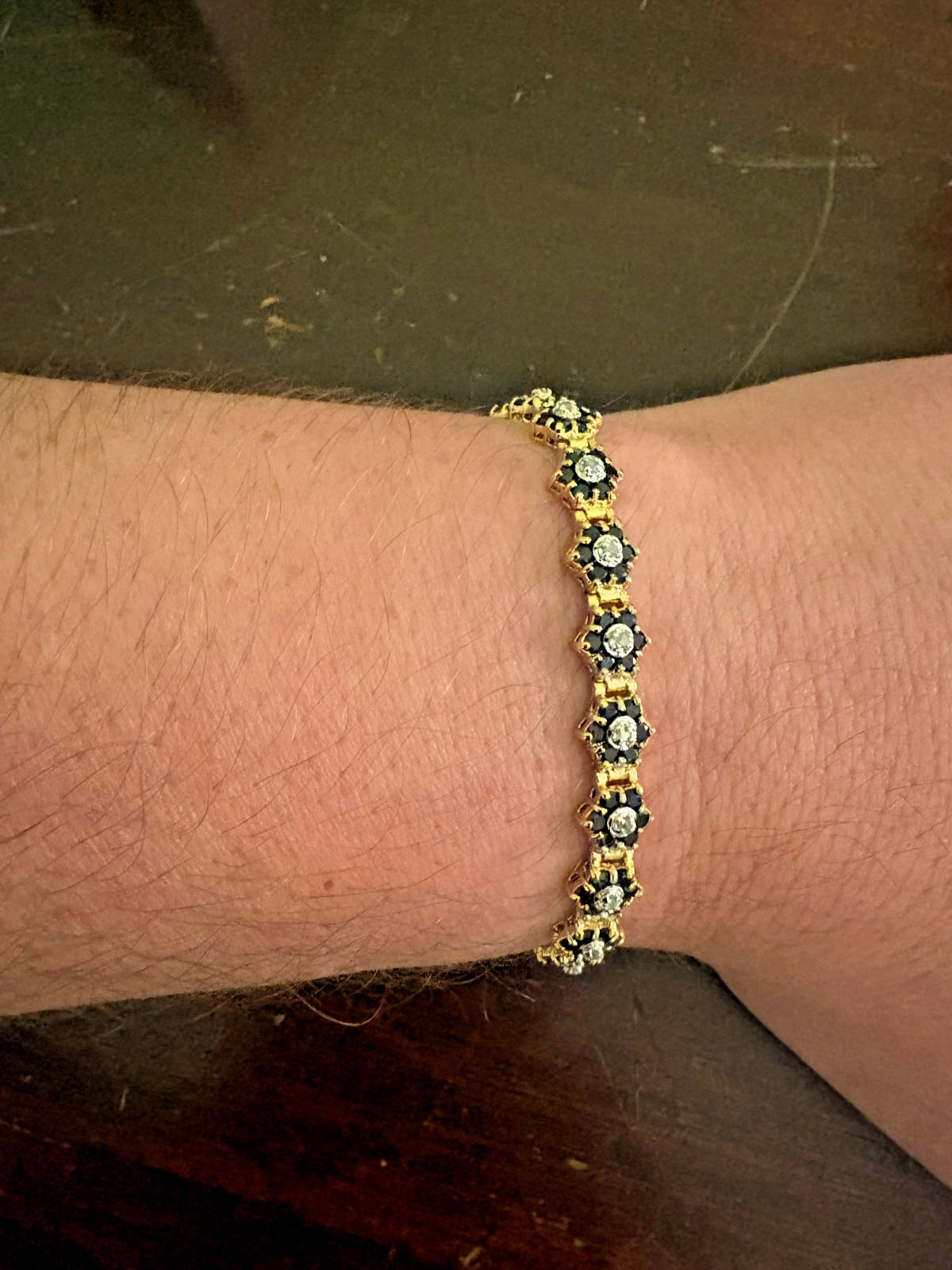 6.71 Ct Natural Sapphire Diamond 18K Gold Plated Designer Bracelet