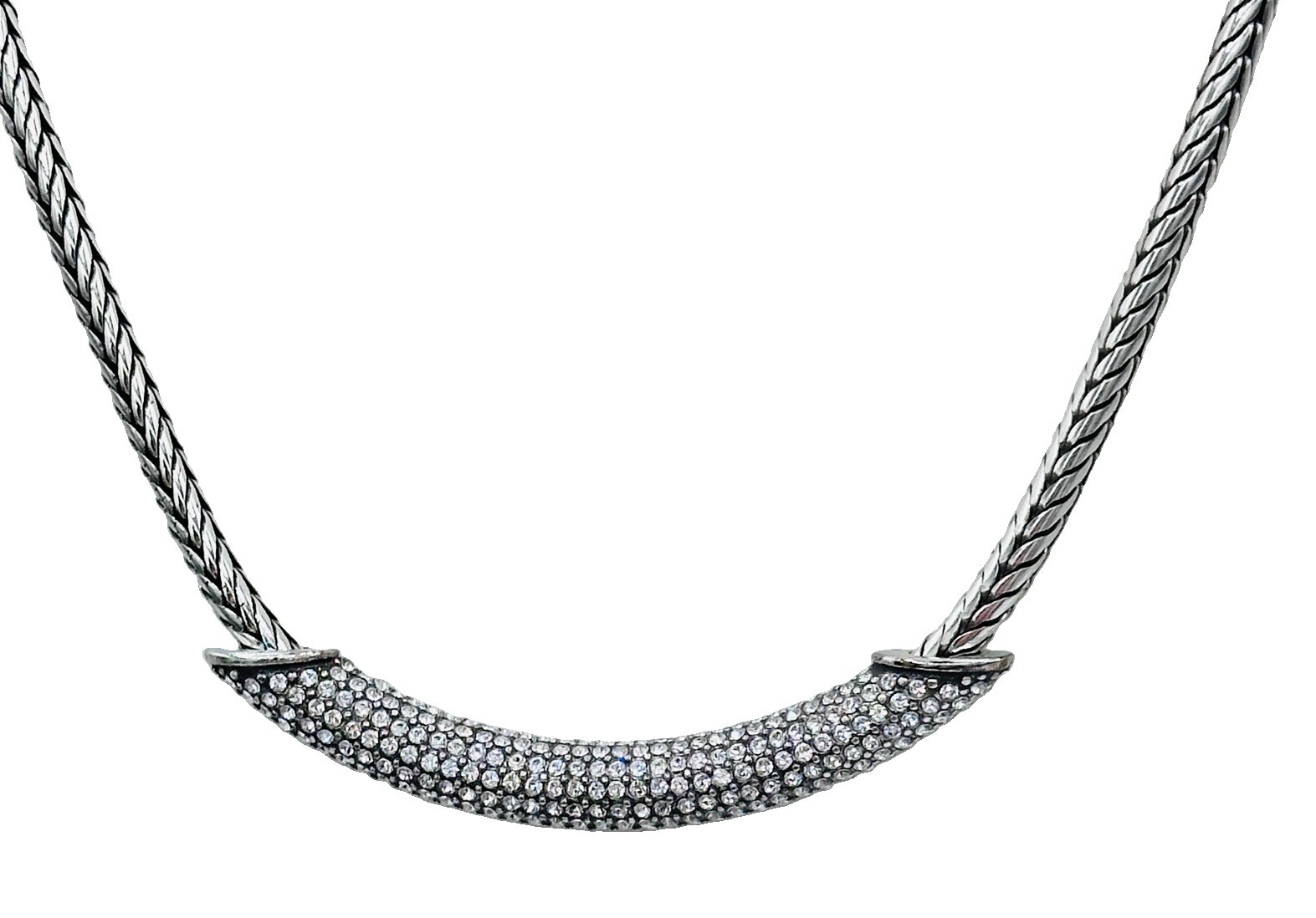 Brighton Meridian Blaze Collar Necklace JL3992 Swarovski Crystal Silver 16-18”