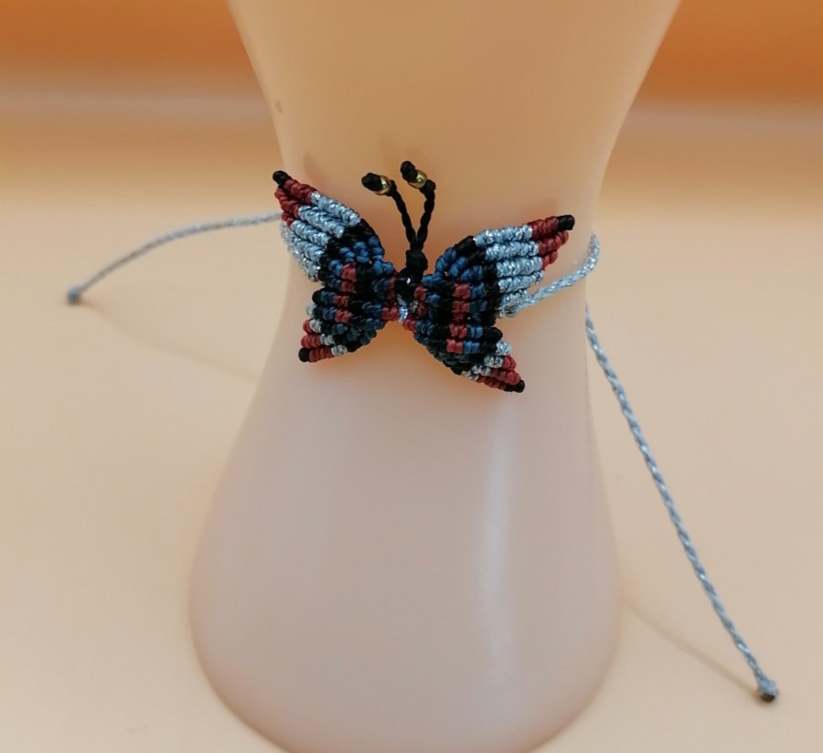 Colorful Boho Style Hand-Woven Macrame Butterfly Anklet