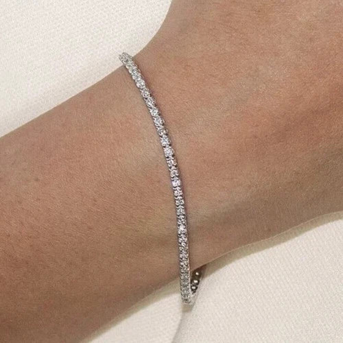 2.80Ct Round Cut Natural Diamond Tennis Bracelet 14k White Gold Certified IJ/SI
