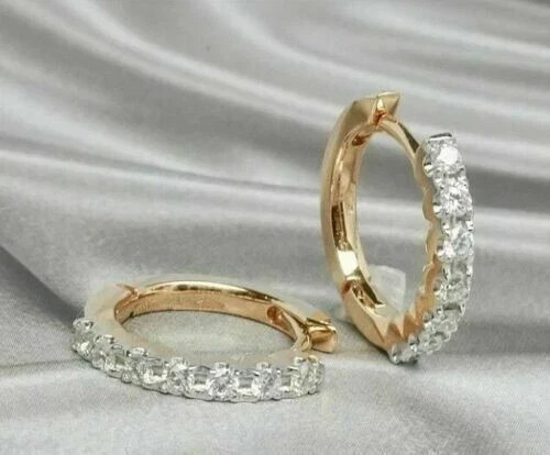 2 Ct Round Cut Lab Created Diamond Woman’s Hoop Earrings 14K Yellow Gold Finish
