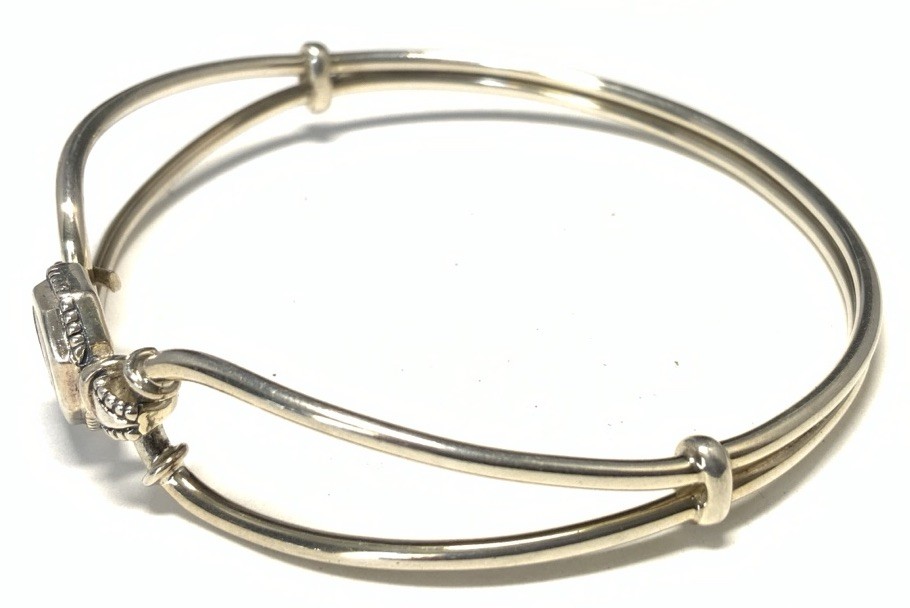Sterling Silver 925 Abalone Bangle Bracelet 7-inches LX10