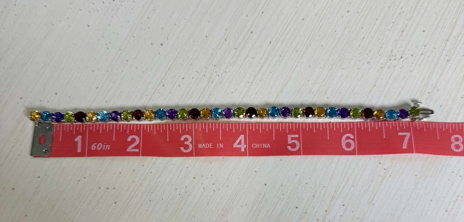 Women’s Sterling Silver Natural Multi Gemstone Tennis Bracelet, 7″, 13 g