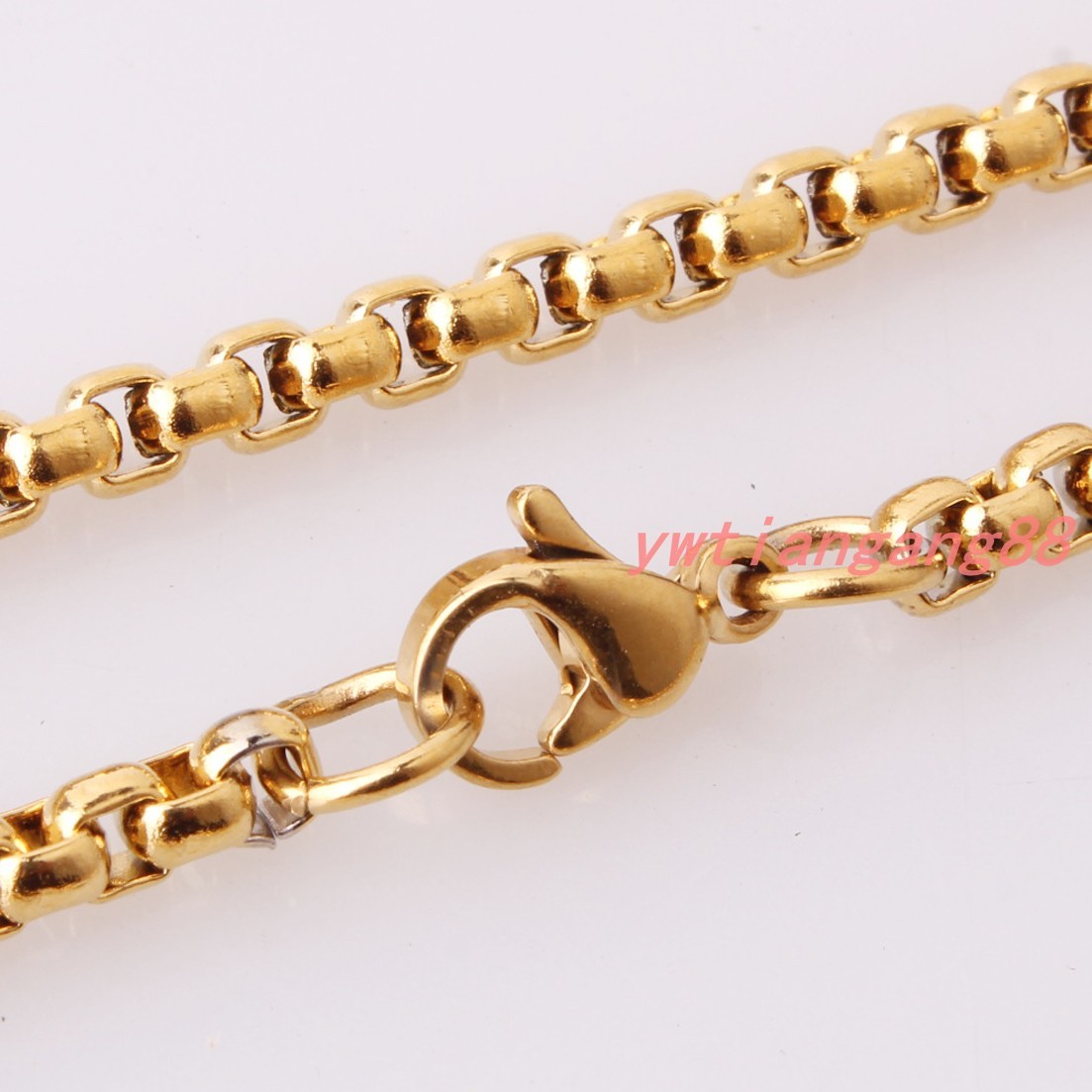 2/3/4/5/7mm Women MEN Chain Gold Stainless Steel Round Box Necklace or Bracelet