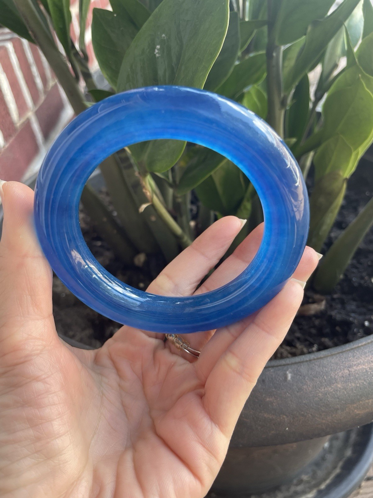 Blue Bangle stone bangle Round Shape Blue 61mm inner