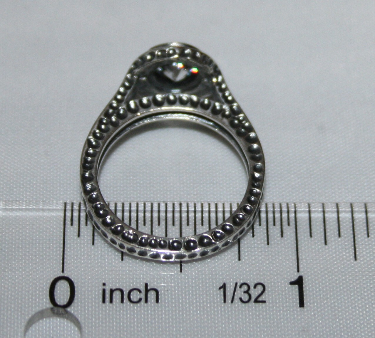 Silpada Sterling Silver Hammered Oxidized CZ “Perfect Bliss” Ring R2076 Size 6