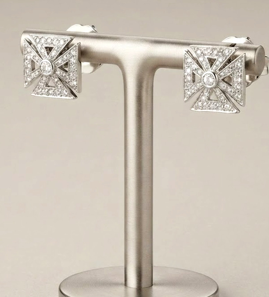 1.06ct Natural Round Diamond 14k BIS Hallmarked Solid White Gold Stud Earrings