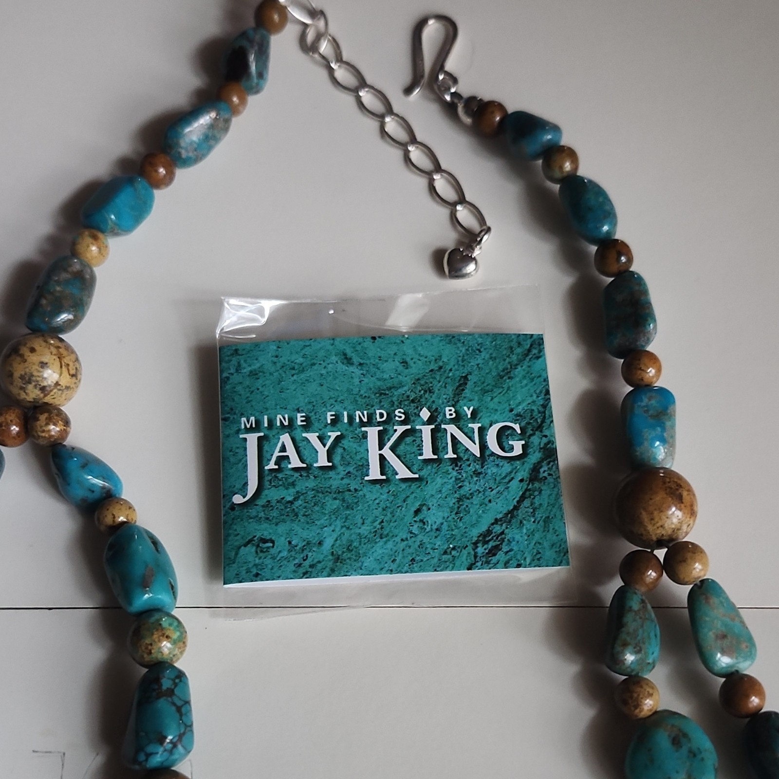 Mine Finds by Jay King Handcrafted Beaded Turquoise Brown Necklace 18in