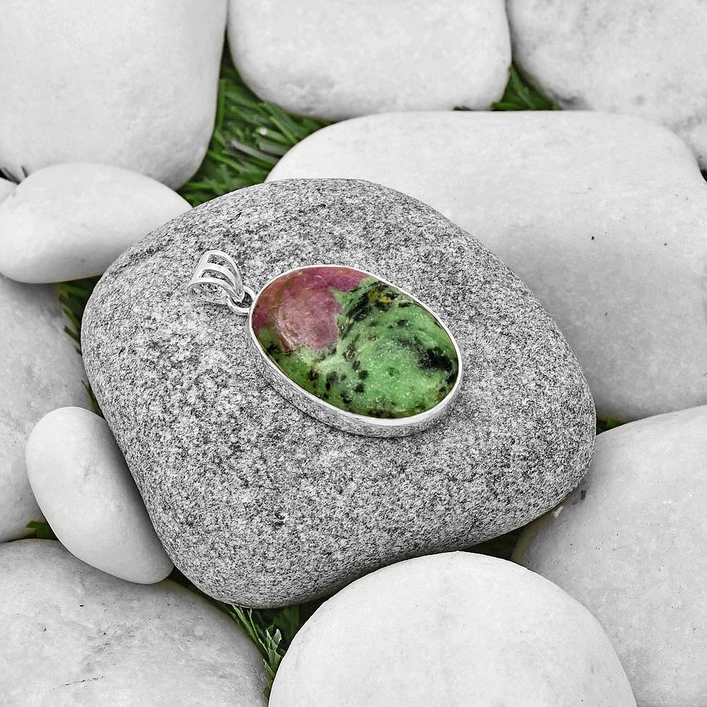 Natural Ruby-Zoisite – Africa 925 Sterling Silver Pendant Jewelry P-1001