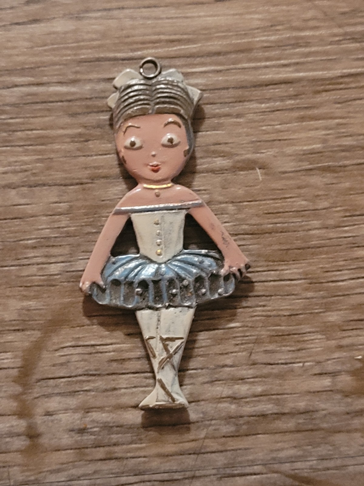 vintage ballerina decorative pendant from the mid-20th century MCM Silvertone