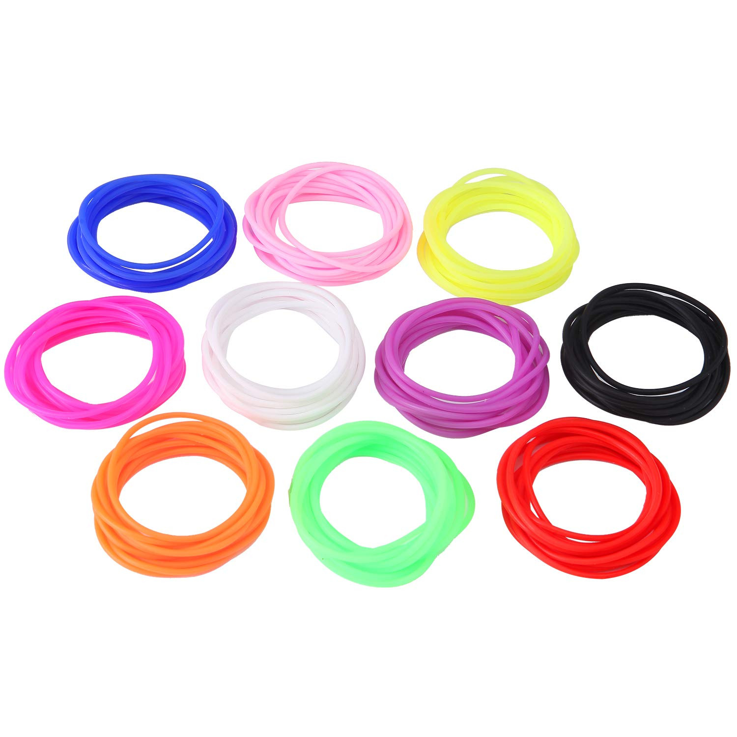 120 Pieces Silicone Jelly Bracelets Nonluminous Stretchy 80S Rubber Bracelets