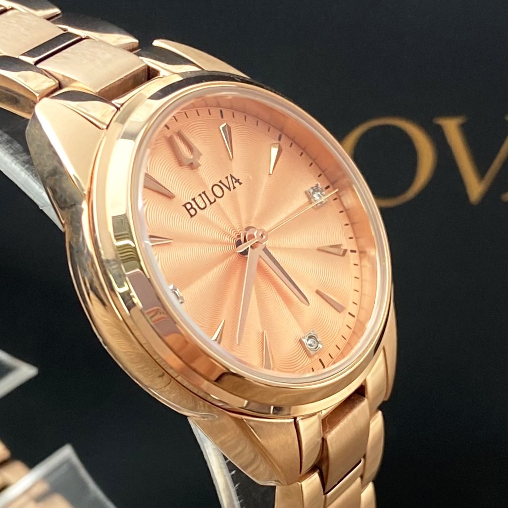 Bulova Sutton 97P151 Rose Gold Diamonds Dial Stainless Steel Women’s Watch