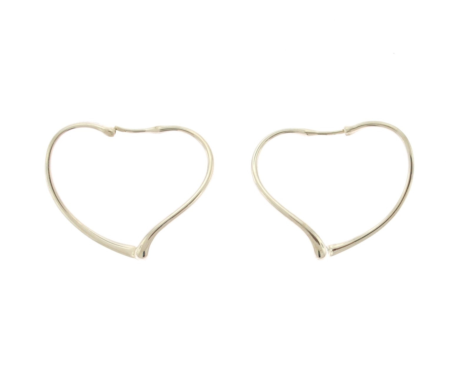 Tiffany & Co. Elsa Peretti Sterling Silver 925 37mm Open Heart Hoop Earrings