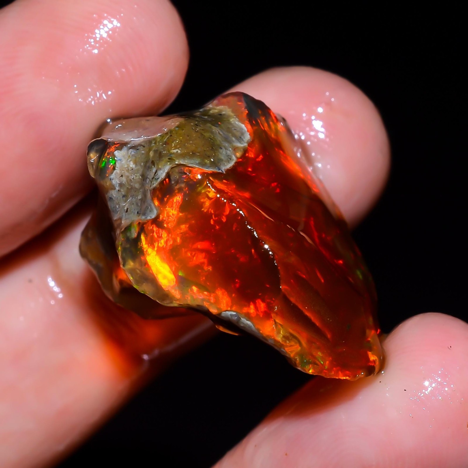 Ethiopian Opal Crystal Rough Gemstone Fiery Red Opal Raw 26x20x14mm 30 Crt