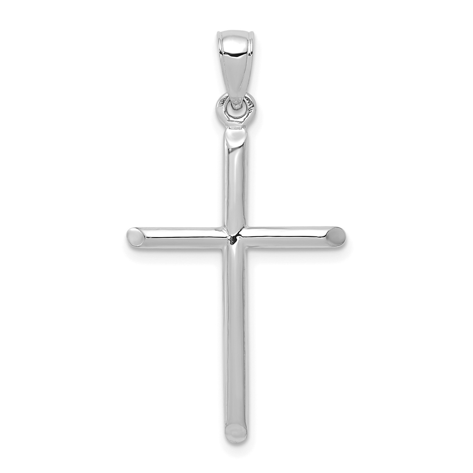 10k White Gold Solid Cross Pendant Polished Religious Jewelry 35.6mm
