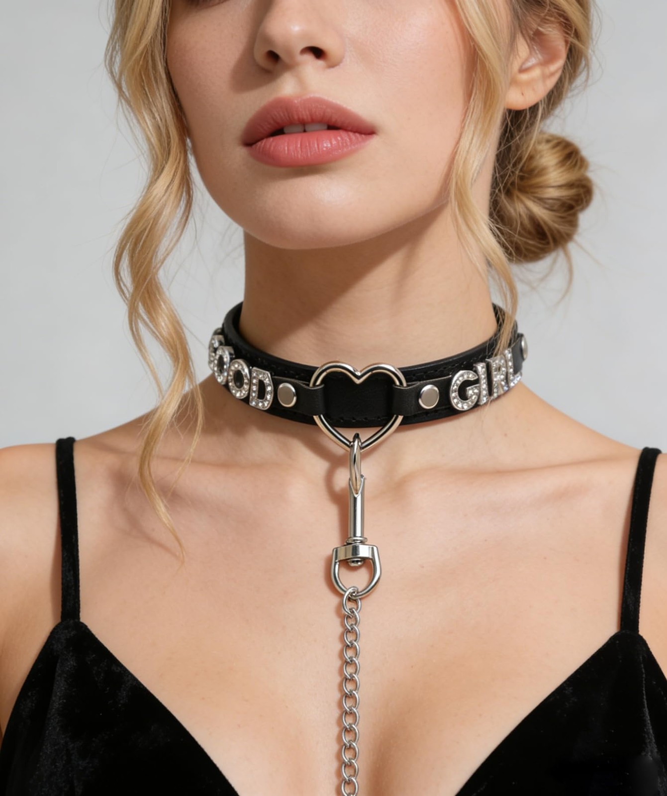 Black Choker Necklace Collar and Leash Set for Women,Gothic Punk Rave Cosplay…