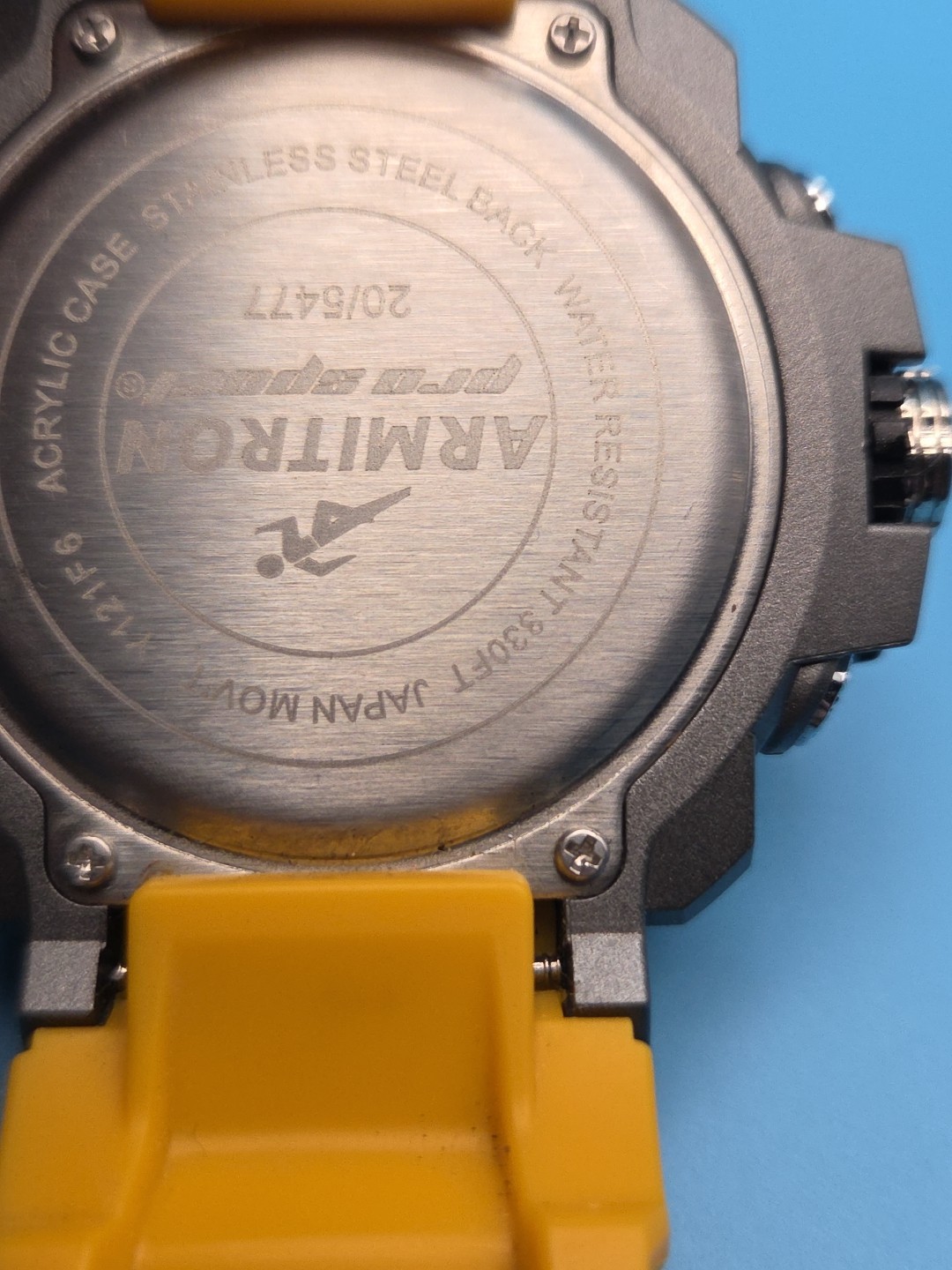 Armitron 55mm Black Gray Yellow Pro Sport Analog Digital Chronogra Watch 20/5477