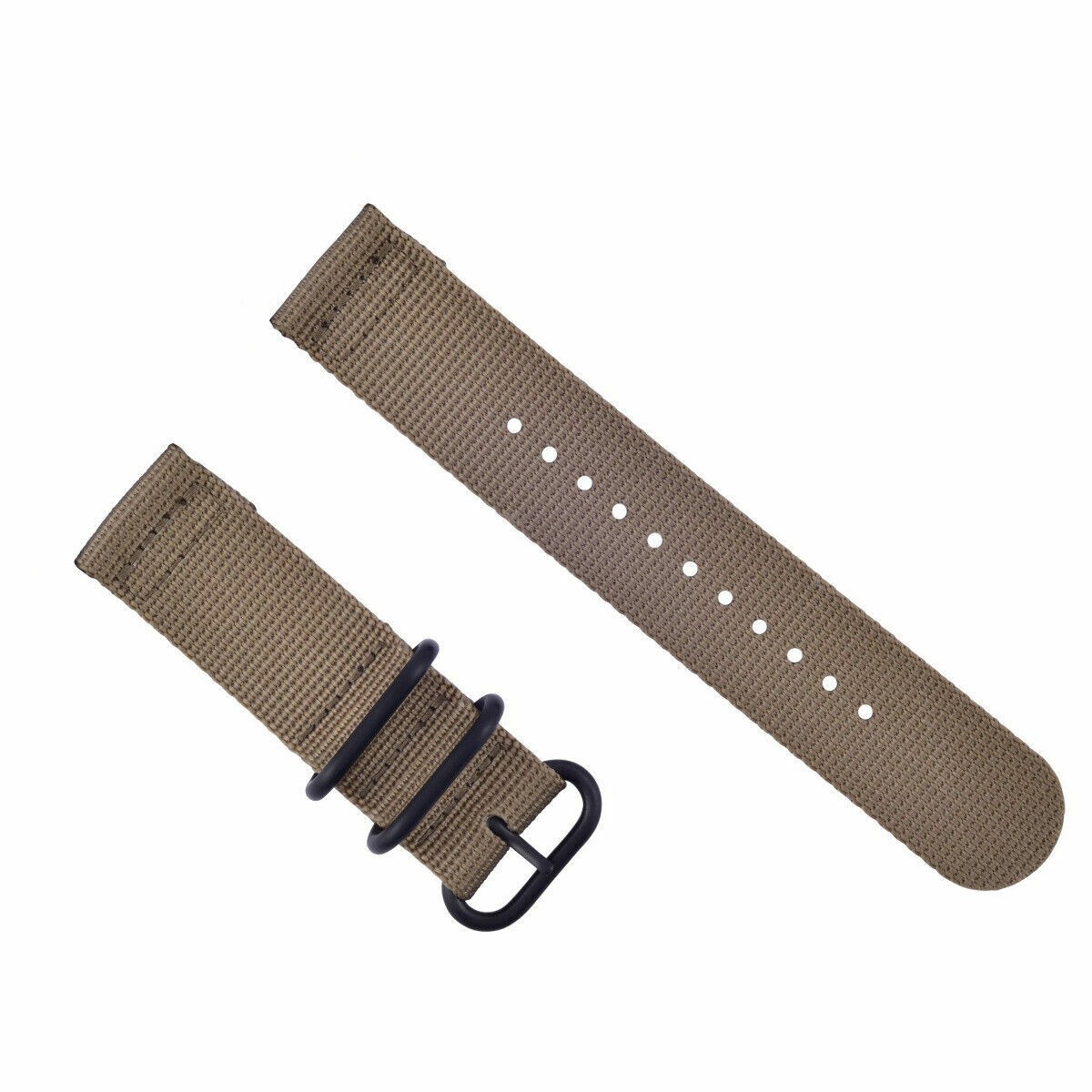 24mm Sand Nylon Replacement Watch Band Set Black Rings For Suunto Core