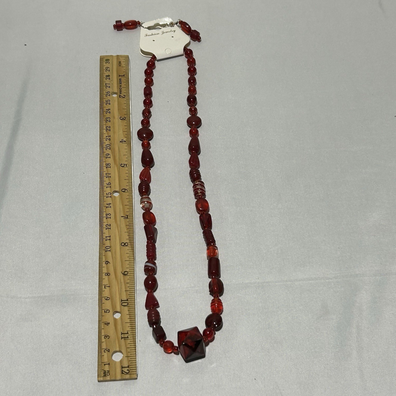 Red Burgundy Statement beaded Necklace Earrings Set Chuncky Bold Fashion Jewelry