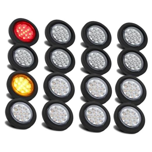 Partswcgg 2.5″ Round LED Marker Lights – Clear Lens – 13 LEDs – 8 – 8×8