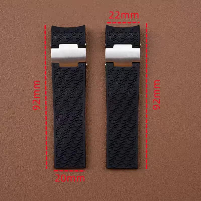 22mm Black Blue Browm Rubber WatchBand for ULYSSE NARDIN Maxi Marine Metal Piece