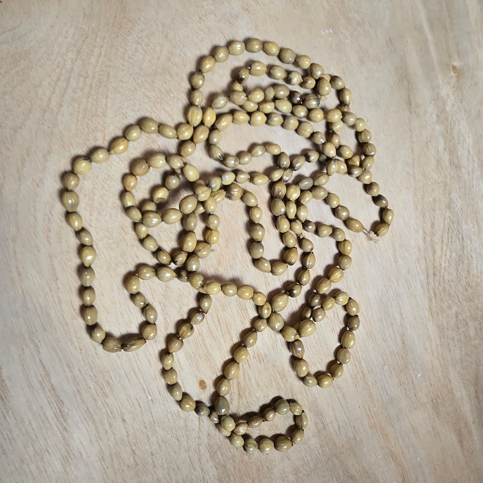 Vintage Job’s Tears seed necklace natural tan 42″ strand