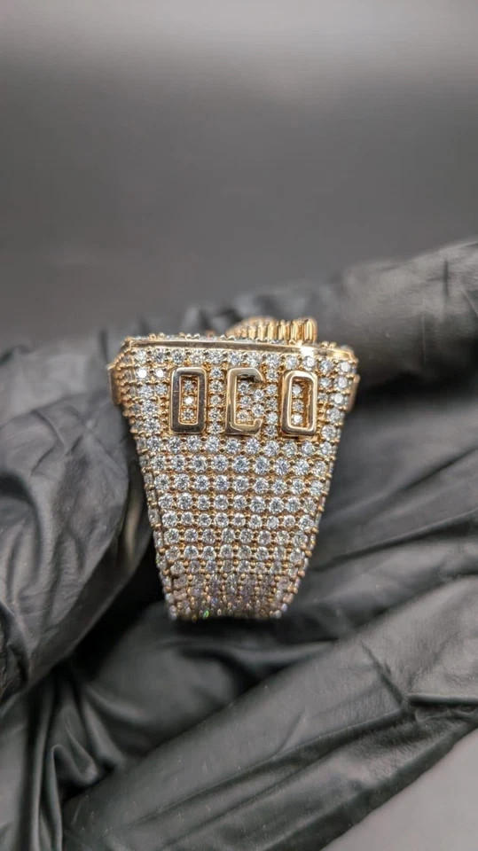 5TCW Round Lab Created Diamond Men’s Custom Eagle Statement Ring 14k Gold Plated
