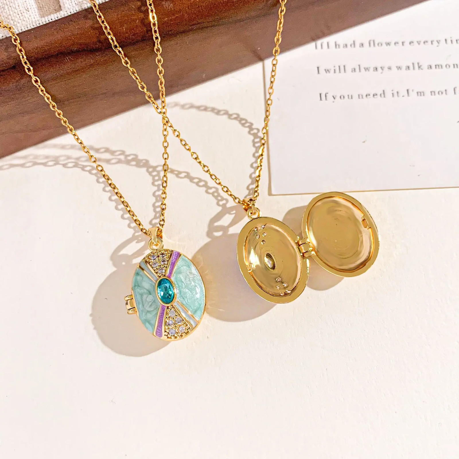 Personality Design Stainless Steel Can Be Opened Oval Photo Album Necklace
