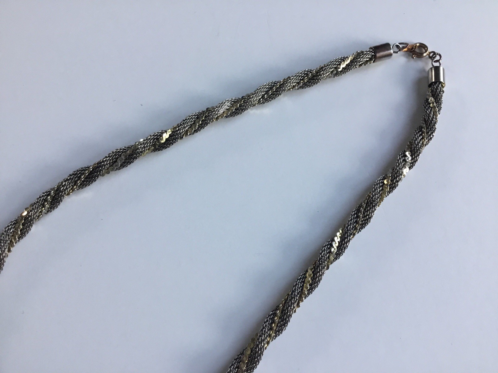 Elegant 1/4” Thick Necklace/Silver-plated Round Chain Twisted With Gold Plated