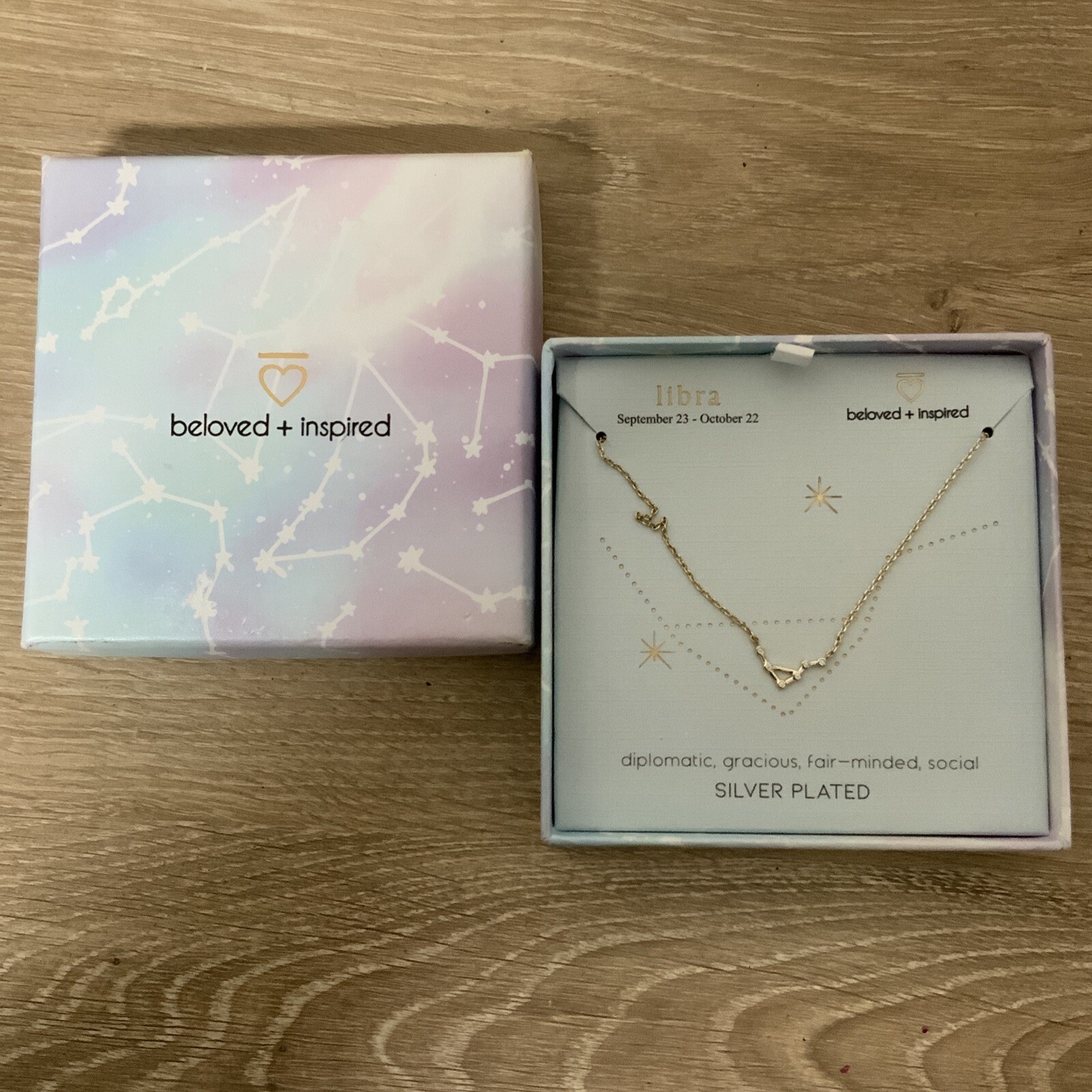 📀 Beloved + Inpired LIBRA Zodiac Silver Plated Constellation Necklace