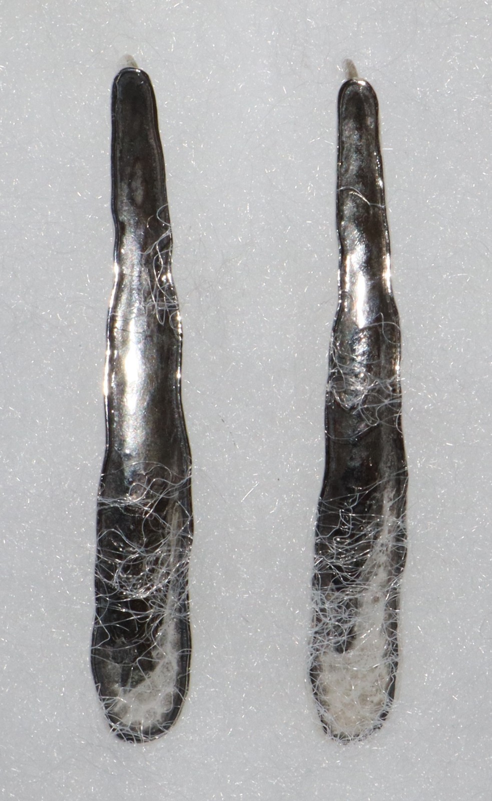Vintage Paz Sterling Silver Hammered Ruffled Edge 2″ Long Threader Earrings